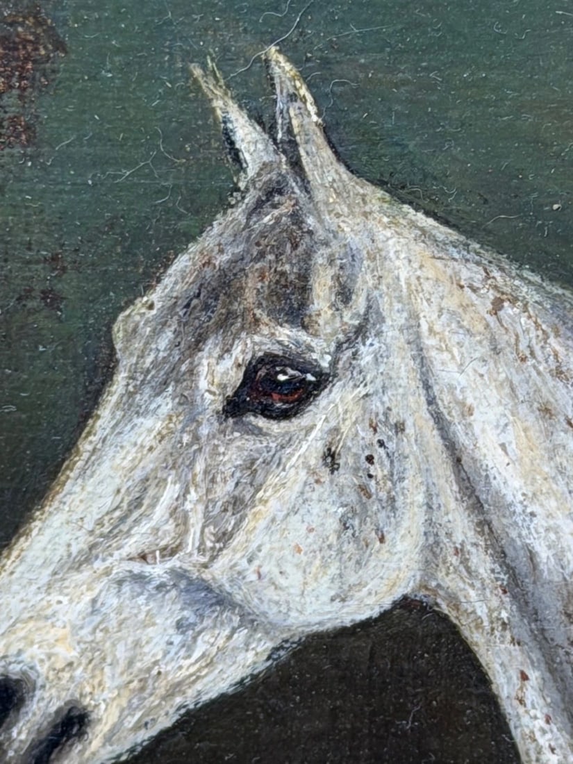 Grisette Flea-Bitten Grey Hunter Mare Sporting Oil Signed Herbert St. John Jones - 5