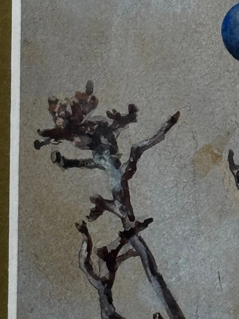 Victorian C1900 Antique Painting Apple Blossom Blue Tit Bird by Arthur Wardle - 17