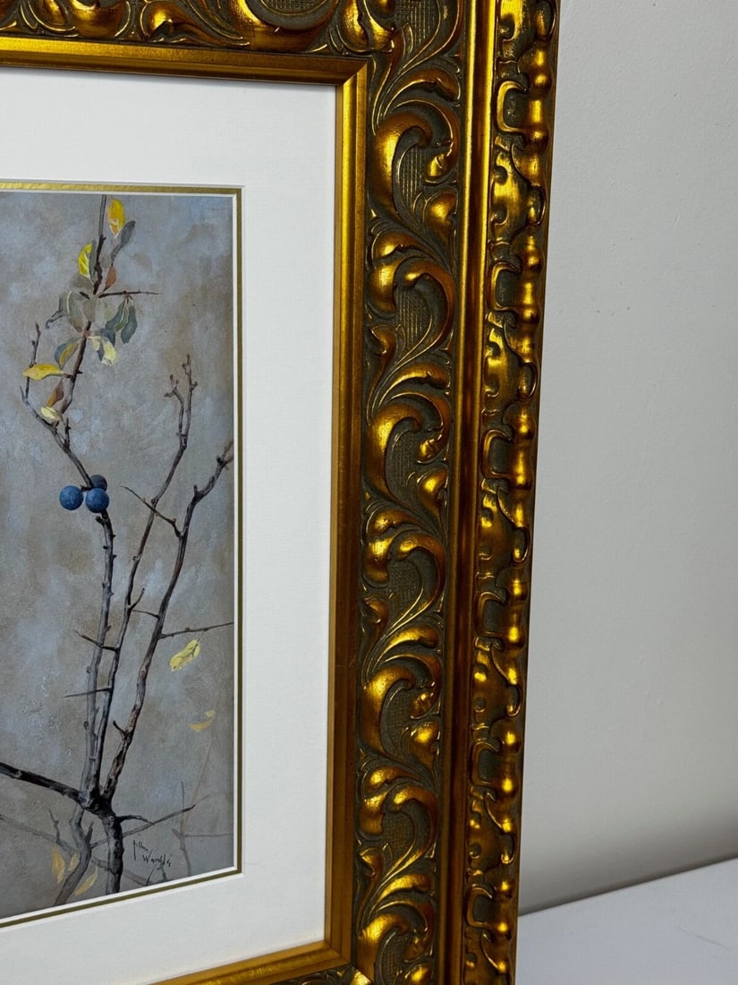 Victorian C1900 Antique Painting Apple Blossom Blue Tit Bird by Arthur Wardle - 6