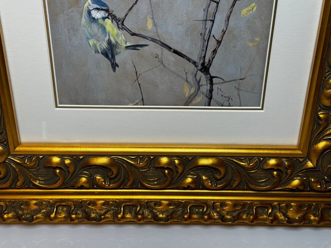 Victorian C1900 Antique Painting Apple Blossom Blue Tit Bird by Arthur Wardle - 8