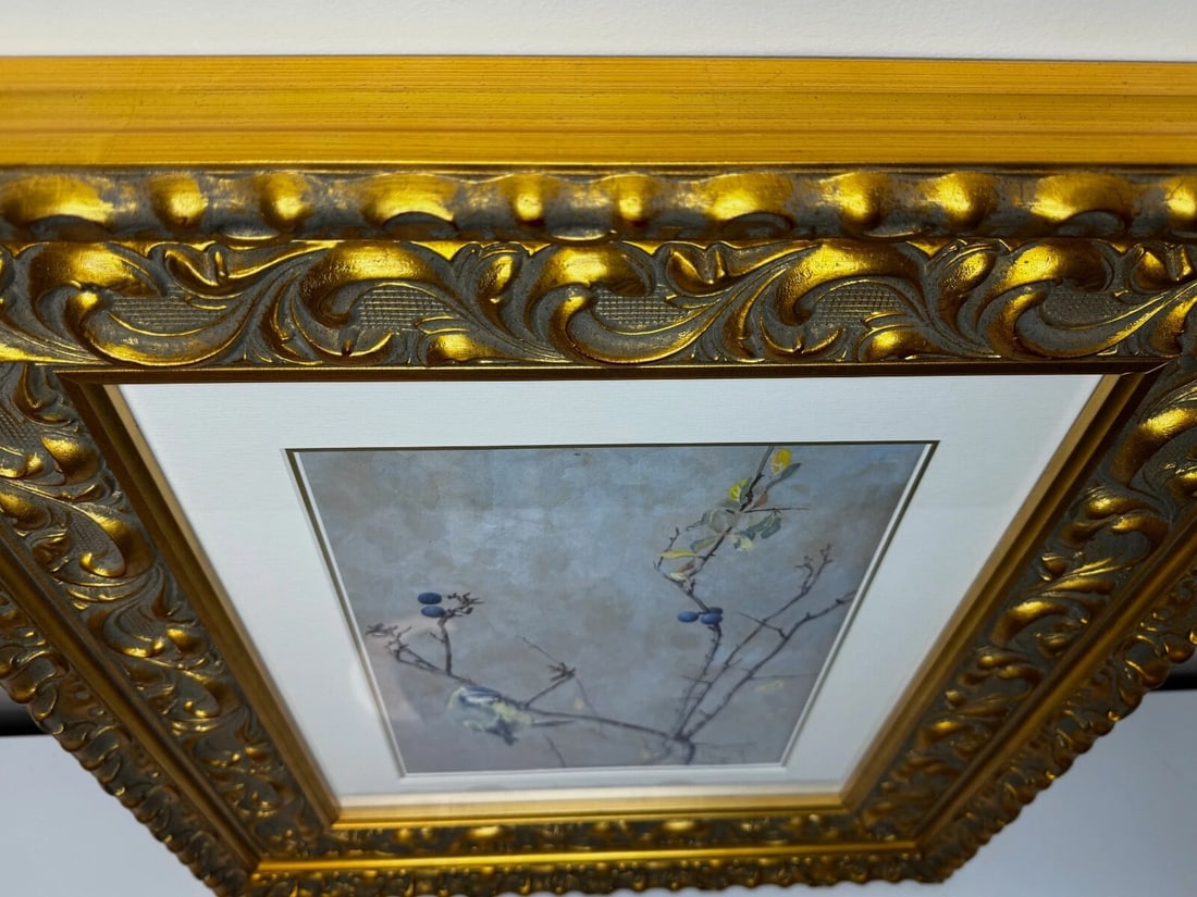 Victorian C1900 Antique Painting Apple Blossom Blue Tit Bird by Arthur Wardle - 9