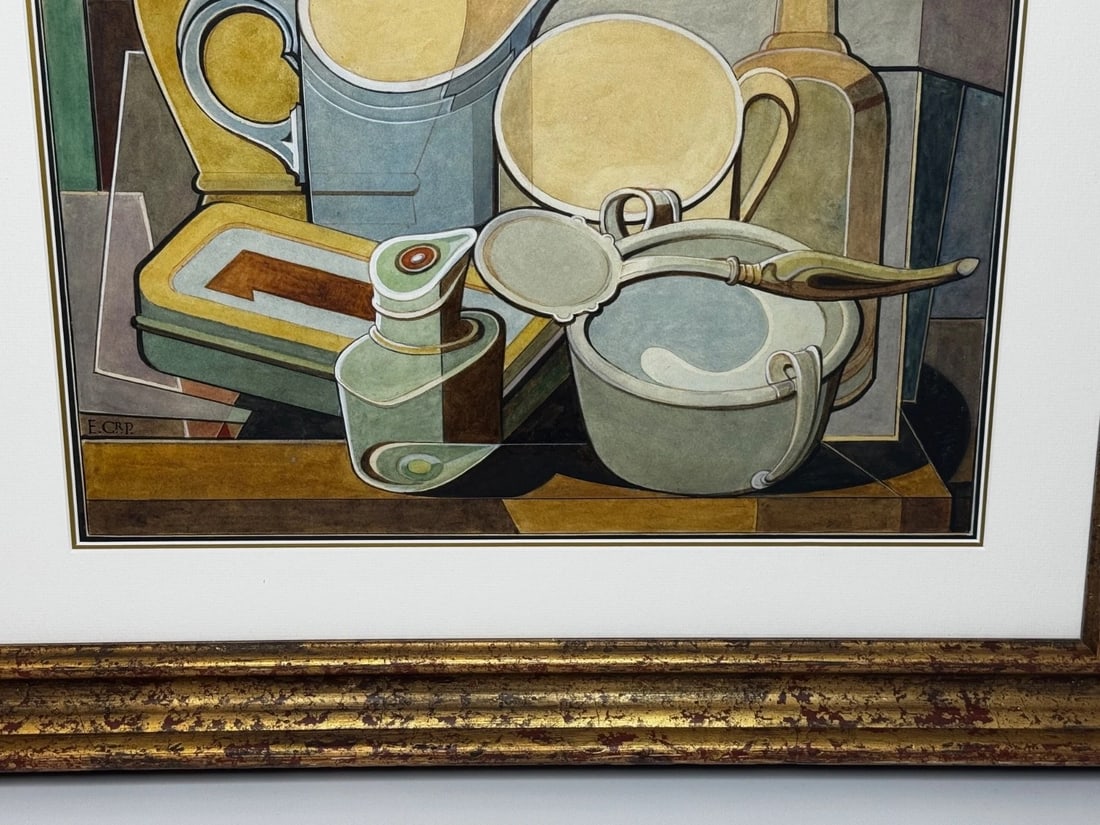 Edward Carter Preston Cubism Painting Domestic Kitchen Geometry C1925 - 17