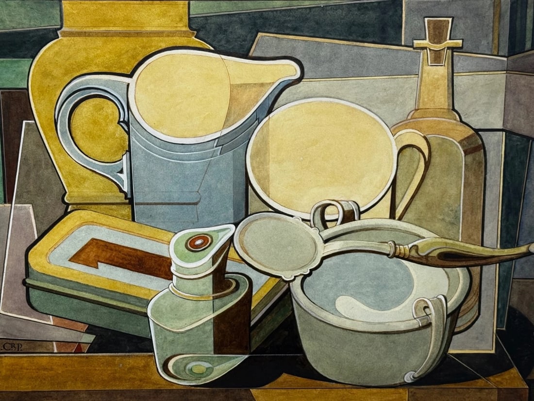 Edward Carter Preston Cubism Painting Domestic Kitchen Geometry C1925 - 2