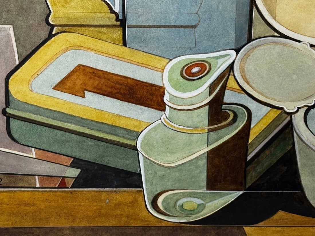 Edward Carter Preston Cubism Painting Domestic Kitchen Geometry C1925 - 3