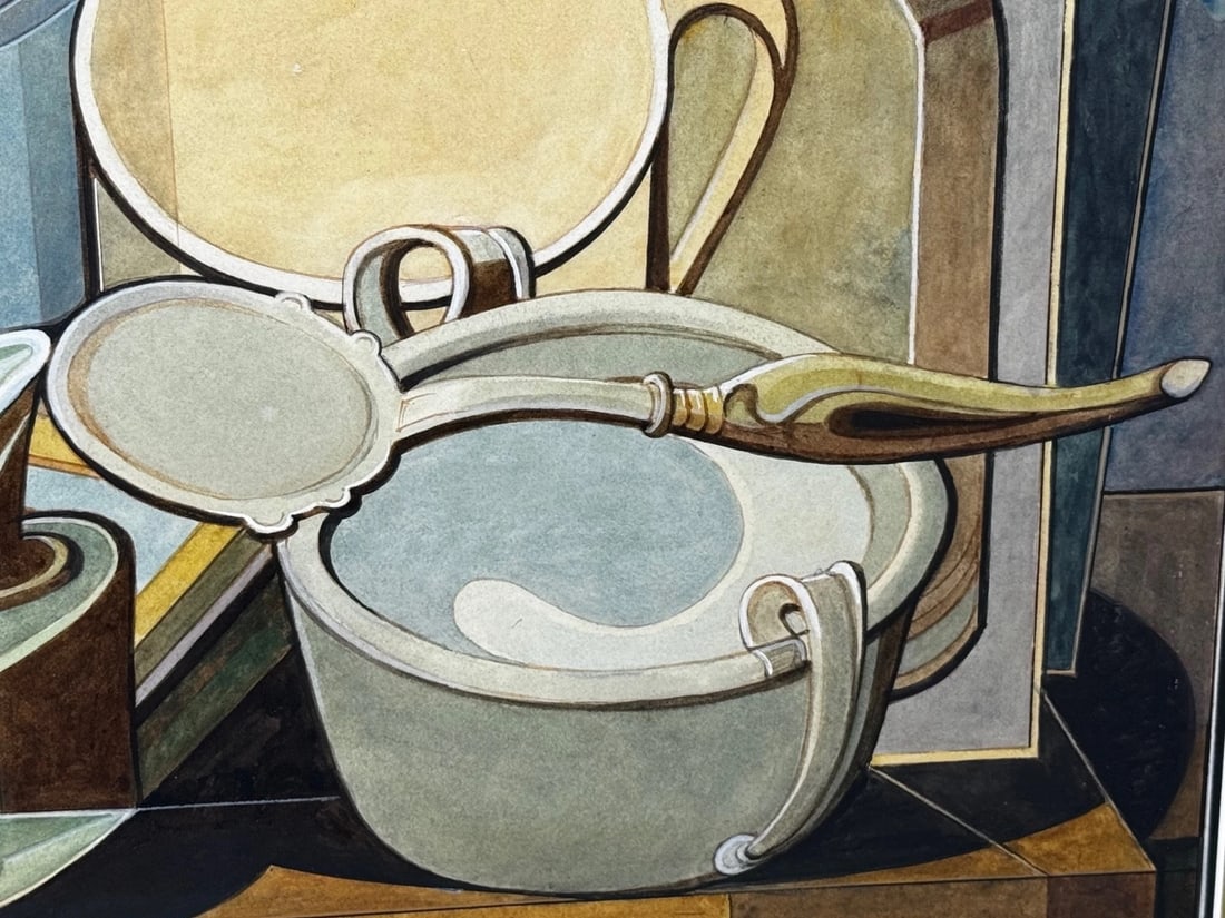 Edward Carter Preston Cubism Painting Domestic Kitchen Geometry C1925 - 5