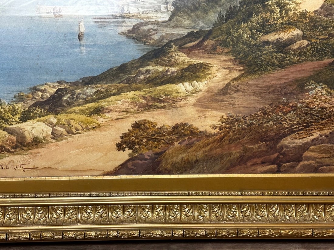 Samuel Edward Kelly Watercolour Coastal Landscape Babbacombe Beach Devon - 3