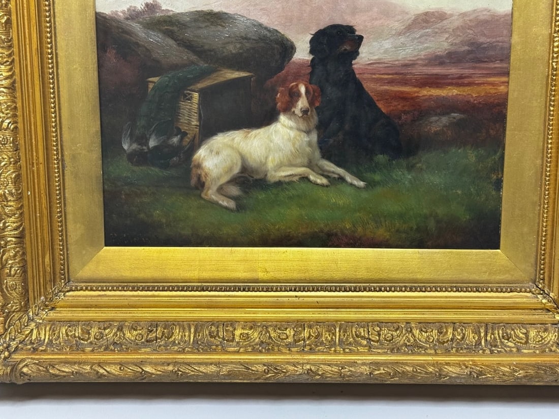 Victorian Oil Painting Sporting "Game Dogs" Signed Robert Cleminson (1864-1903) - 15