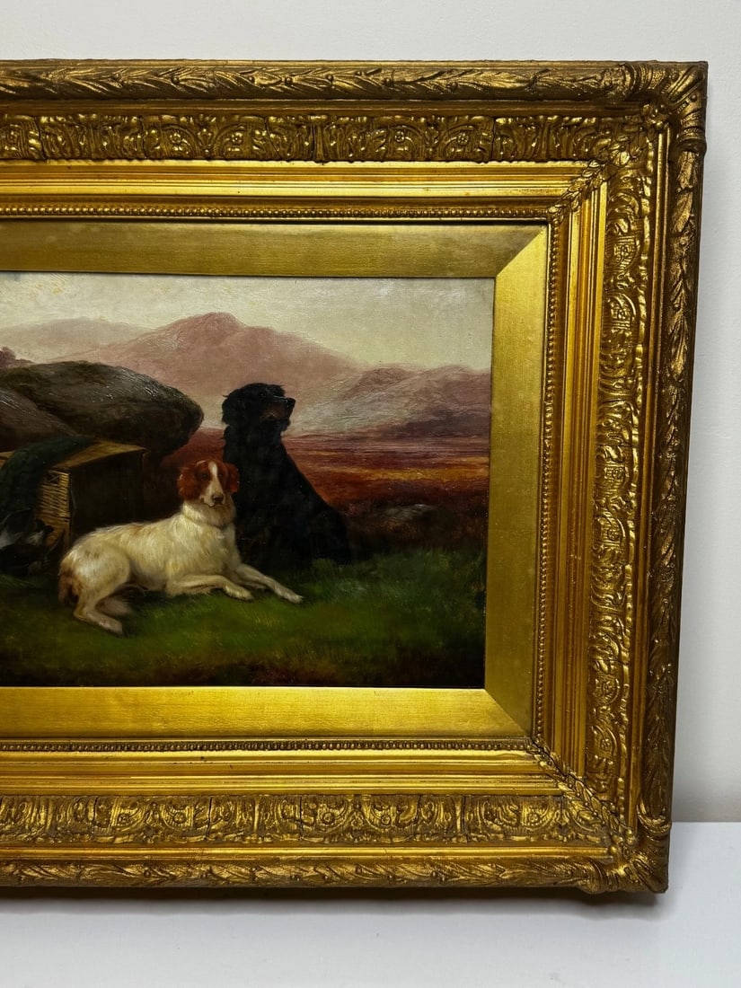 Victorian Oil Painting Sporting "Game Dogs" Signed Robert Cleminson (1864-1903) - 18