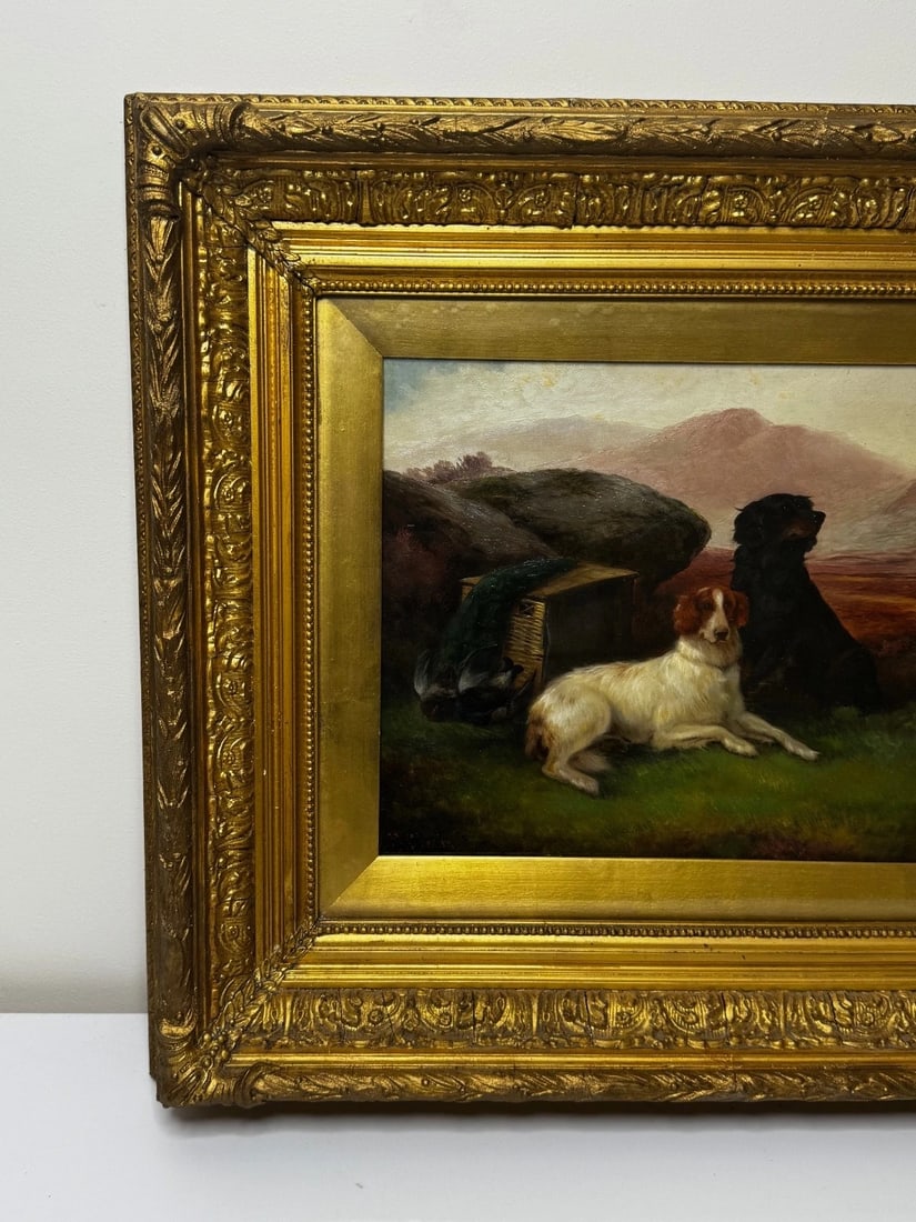 Victorian Oil Painting Sporting "Game Dogs" Signed Robert Cleminson (1864-1903) - 19