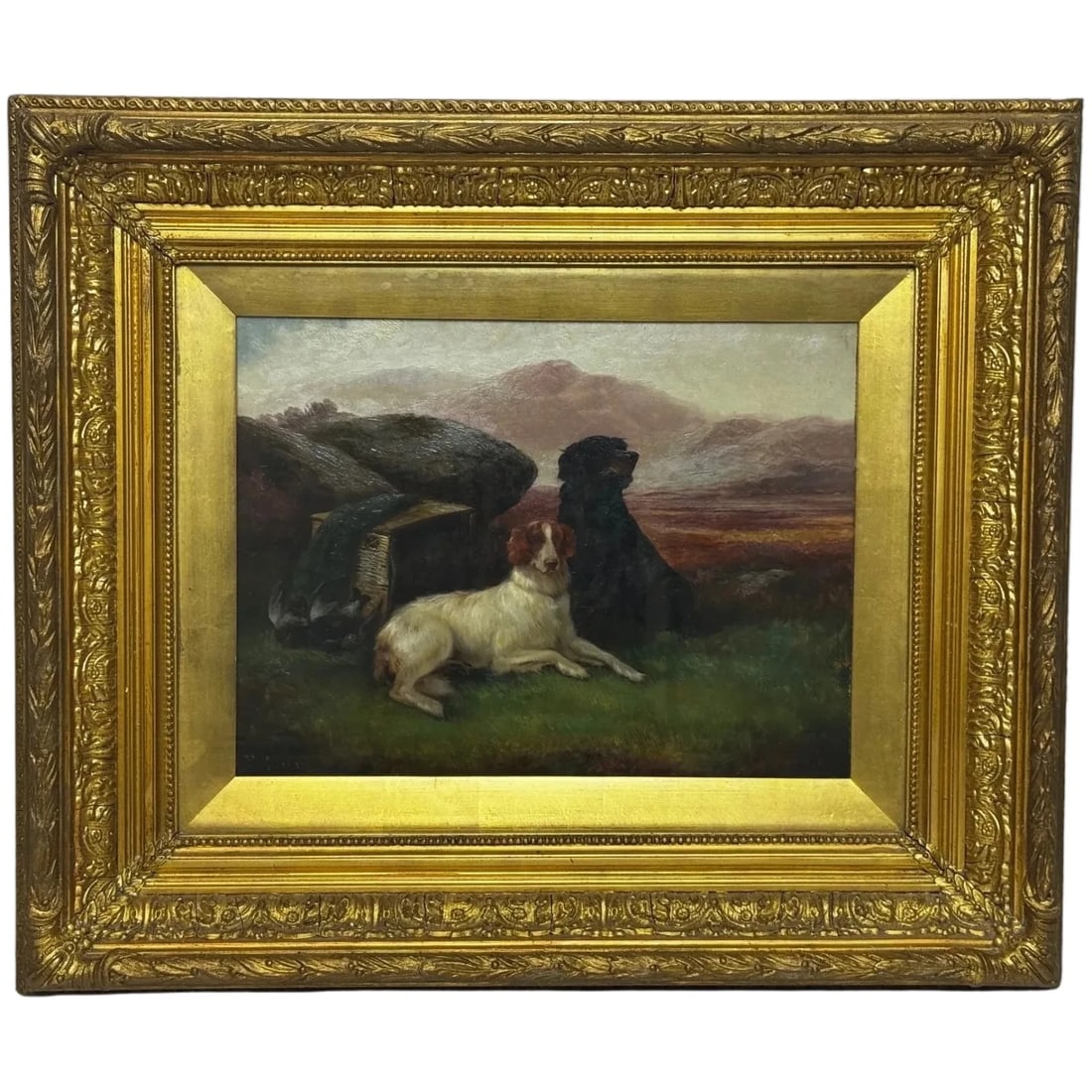 Victorian Oil Painting Sporting "Game Dogs" Signed Robert Cleminson (1864-1903) (1 of 20)