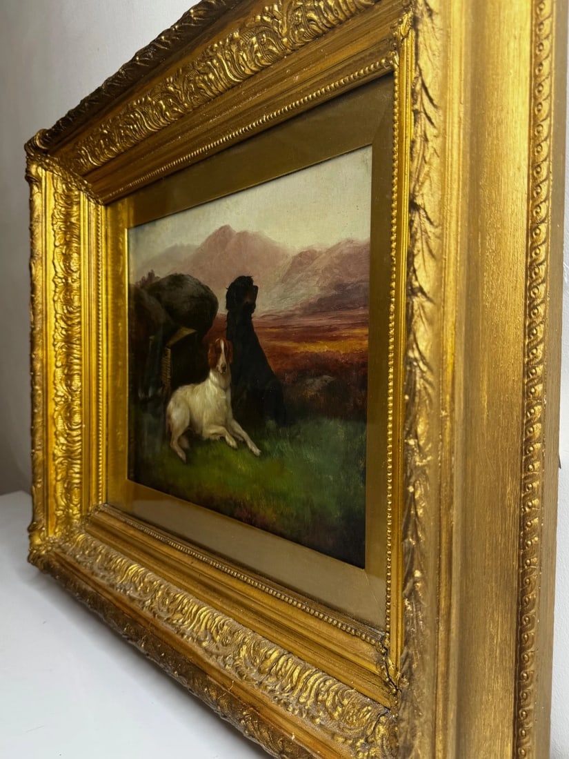 Victorian Oil Painting Sporting "Game Dogs" Signed Robert Cleminson (1864-1903) - 20