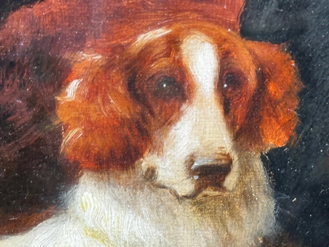 Victorian Oil Painting Sporting "Game Dogs" Signed Robert Cleminson (1864-1903) - 6