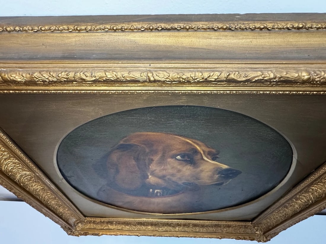 Victorian Masterpiece Oil Painting Landseer's Mastiff Bloodhound Prized Dog Odin - 7
