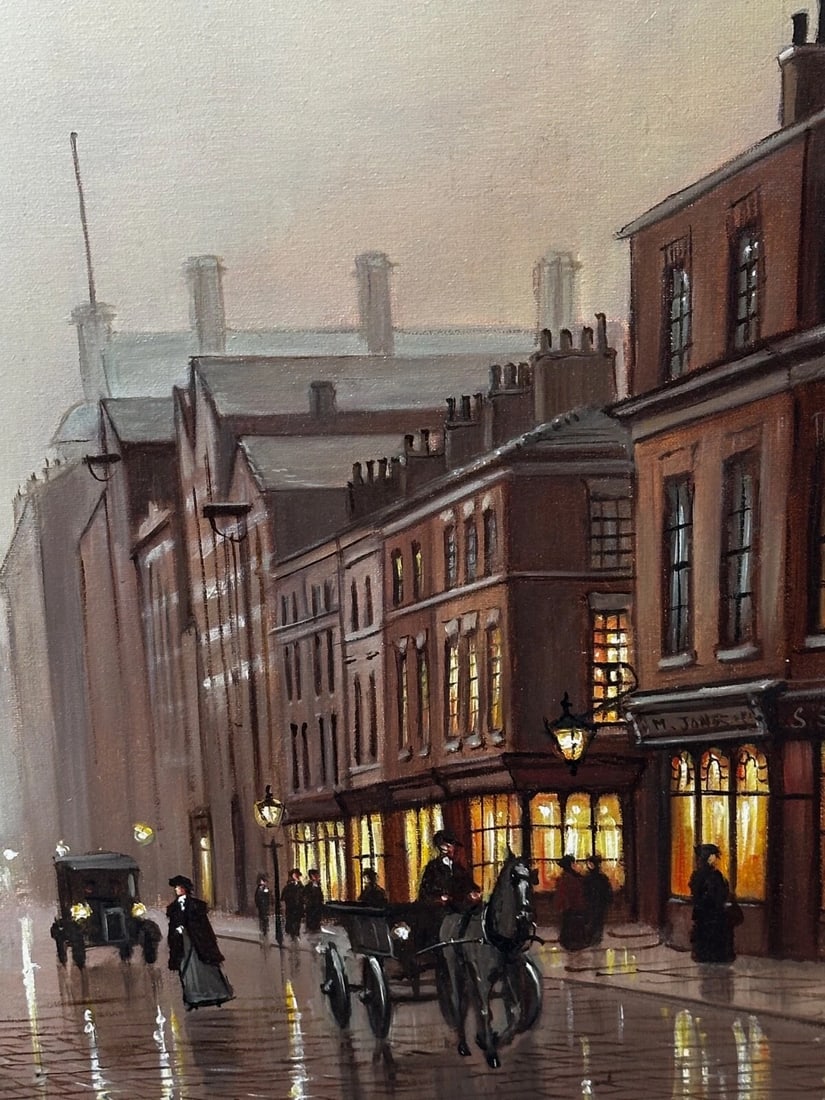 Oil Painting – Liverpool Strand Street Dock Road 1911 Edwardian Cityscape - 11