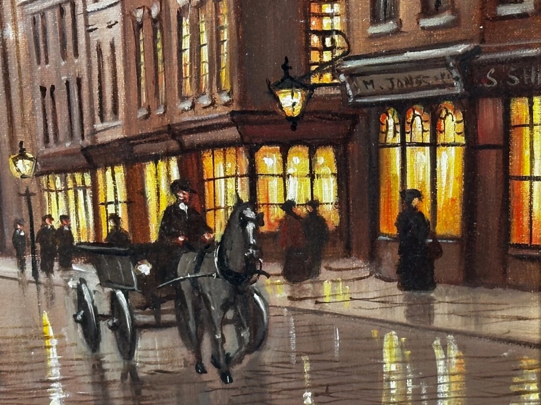 Oil Painting – Liverpool Strand Street Dock Road 1911 Edwardian Cityscape - 12