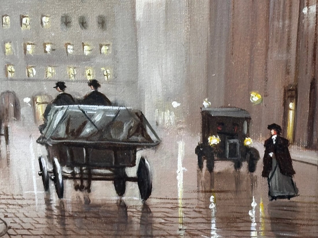 Oil Painting – Liverpool Strand Street Dock Road 1911 Edwardian Cityscape - 13