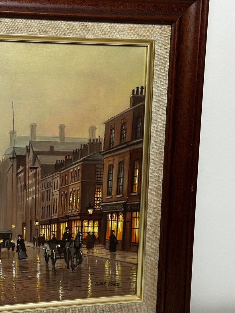 Oil Painting – Liverpool Strand Street Dock Road 1911 Edwardian Cityscape - 3