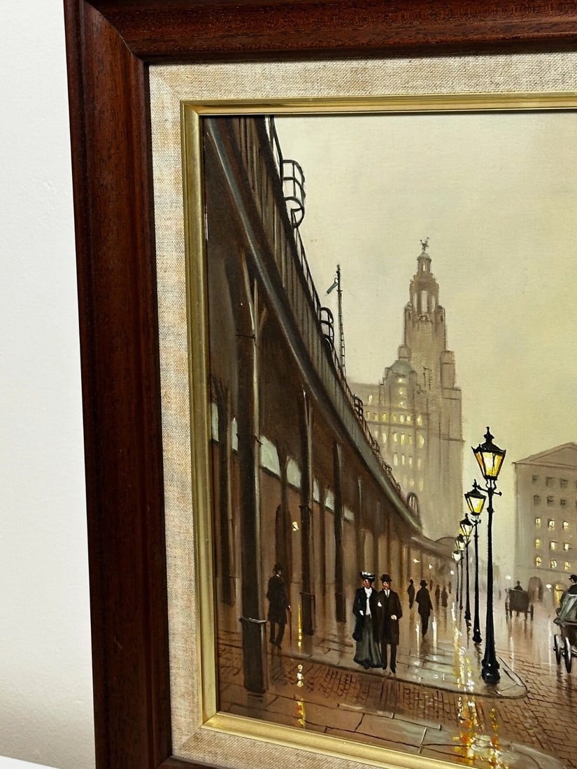 Oil Painting – Liverpool Strand Street Dock Road 1911 Edwardian Cityscape - 4