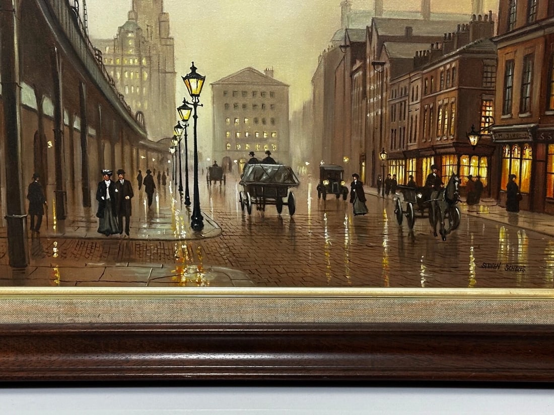 Oil Painting – Liverpool Strand Street Dock Road 1911 Edwardian Cityscape - 5
