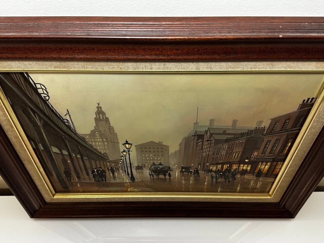 Oil Painting – Liverpool Strand Street Dock Road 1911 Edwardian Cityscape - 7
