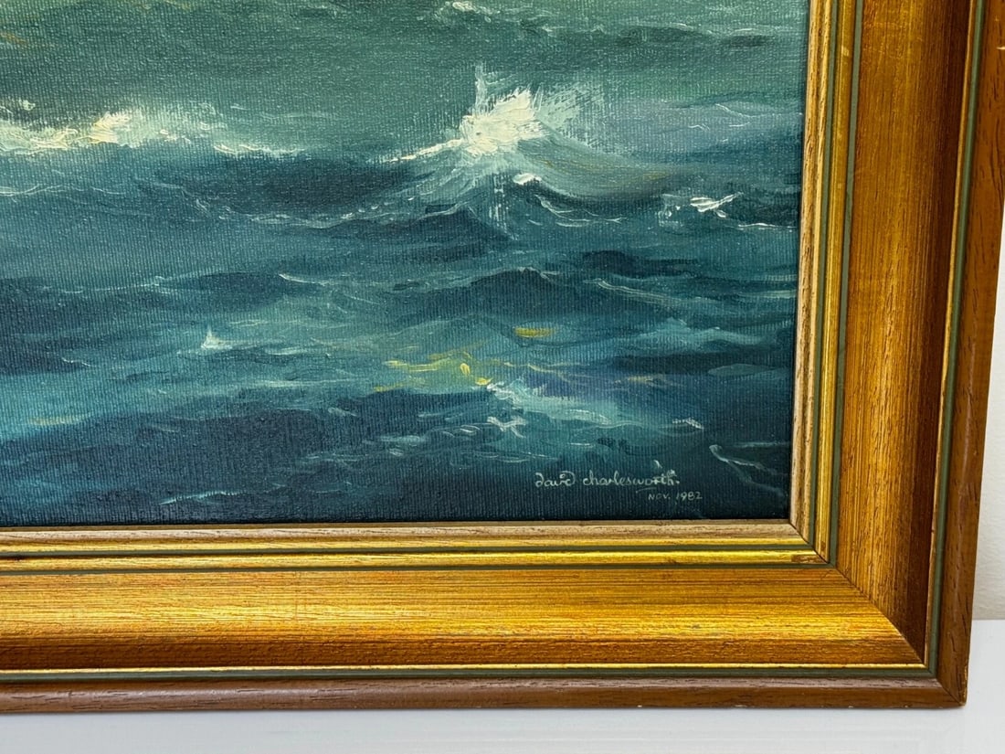Oil Painting HMS Franklin Ship The Pentlands 1944 WW2 Convoy Duty North Sea - 3