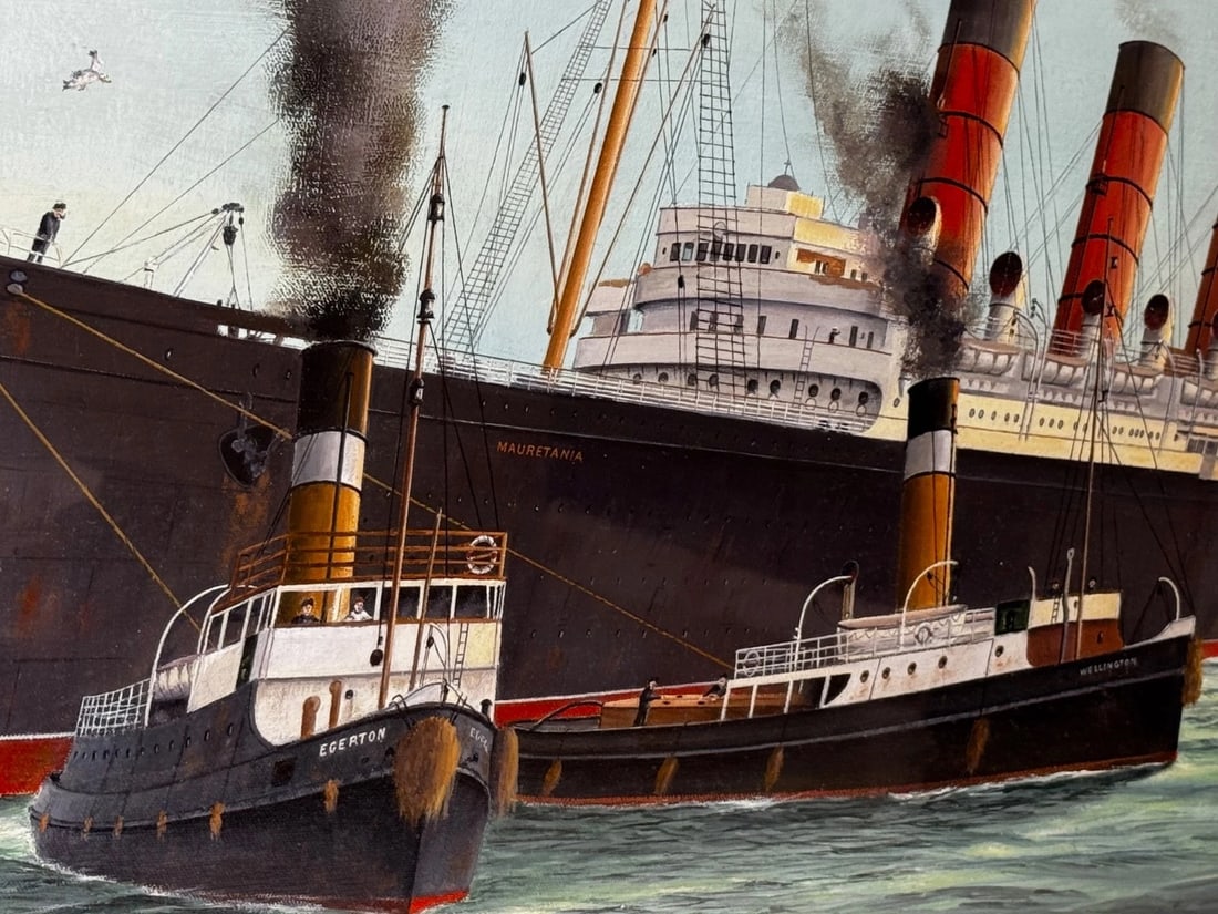 Masterpiece Painting Docking the RMS Mauretania Ship at Sandon Half Tide Dock - 11