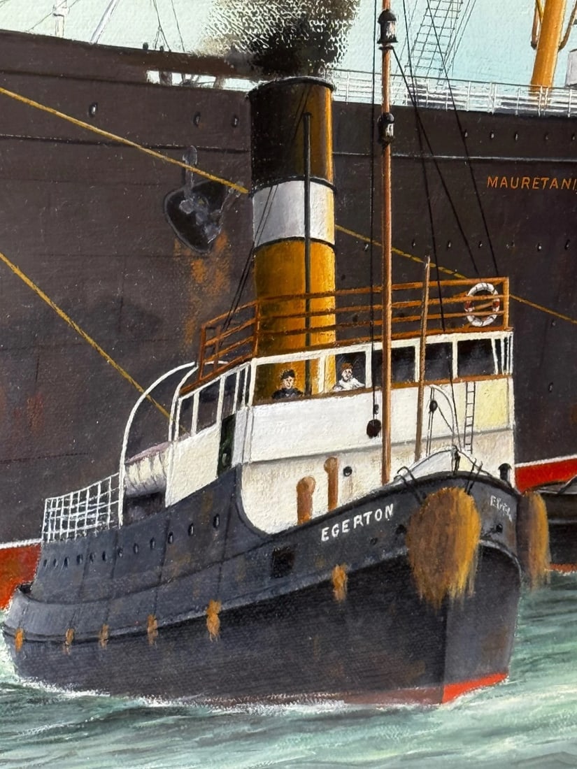 Masterpiece Painting Docking the RMS Mauretania Ship at Sandon Half Tide Dock - 12