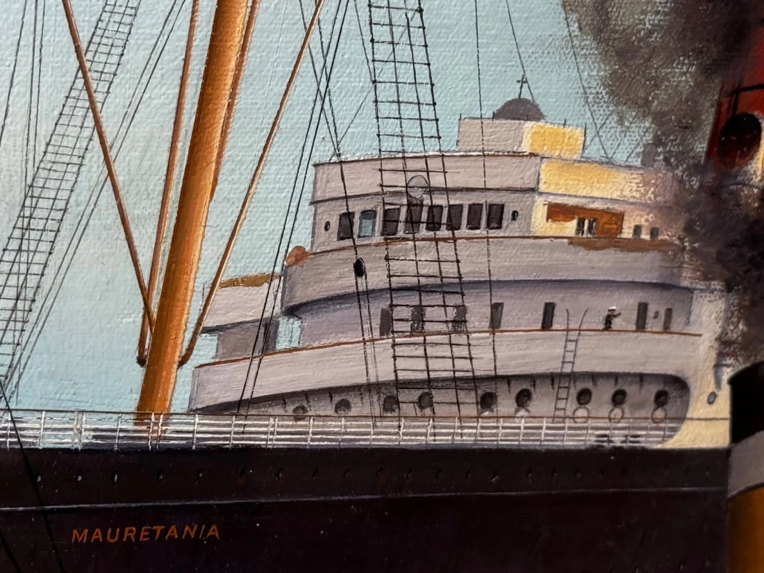Masterpiece Painting Docking the RMS Mauretania Ship at Sandon Half Tide Dock - 16