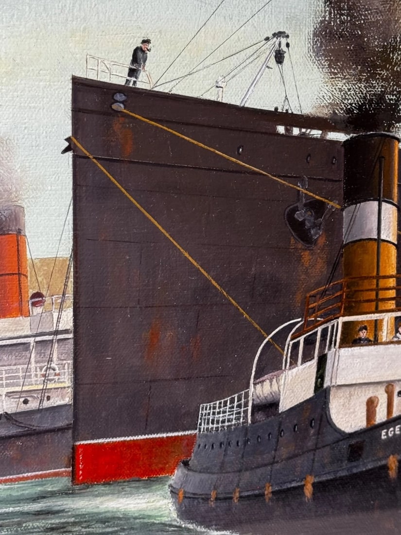 Masterpiece Painting Docking the RMS Mauretania Ship at Sandon Half Tide Dock - 3
