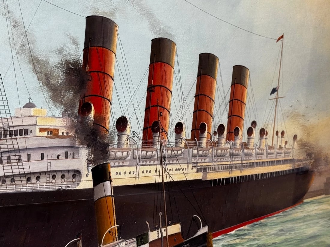 Masterpiece Painting Docking the RMS Mauretania Ship at Sandon Half Tide Dock - 4