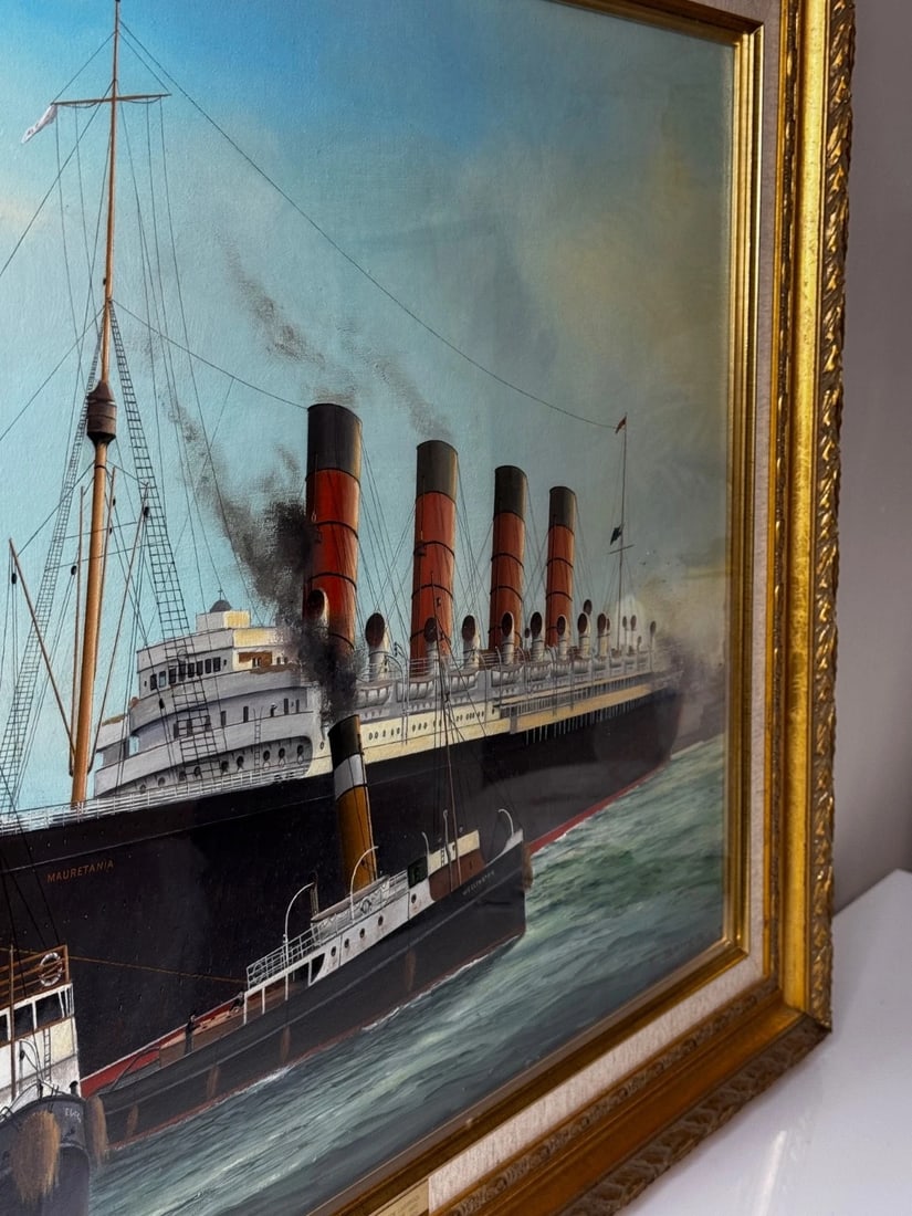 Masterpiece Painting Docking the RMS Mauretania Ship at Sandon Half Tide Dock - 5