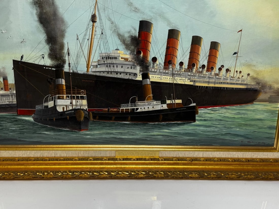 Masterpiece Painting Docking the RMS Mauretania Ship at Sandon Half Tide Dock - 6
