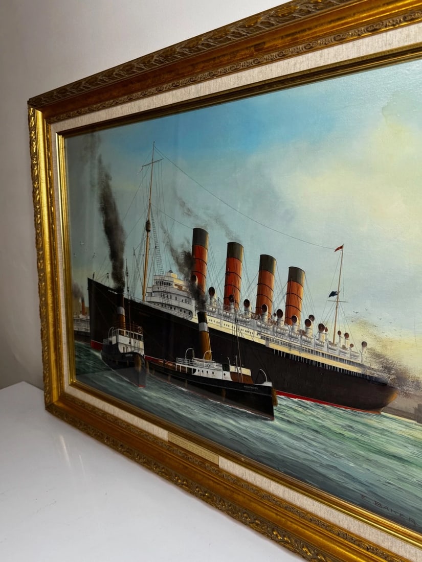 Masterpiece Painting Docking the RMS Mauretania Ship at Sandon Half Tide Dock - 9