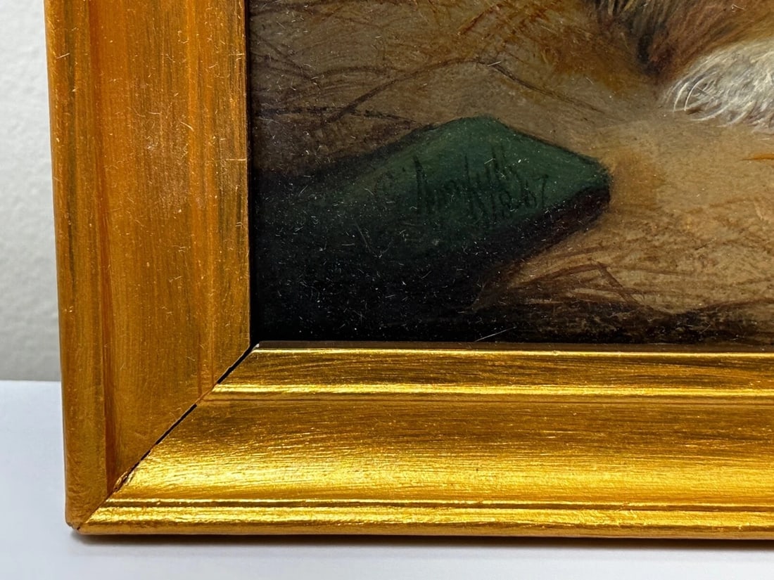Oil Painting Hunting 2 Terrier Dogs On The Scent Ratting George Armfield C1867 - 11