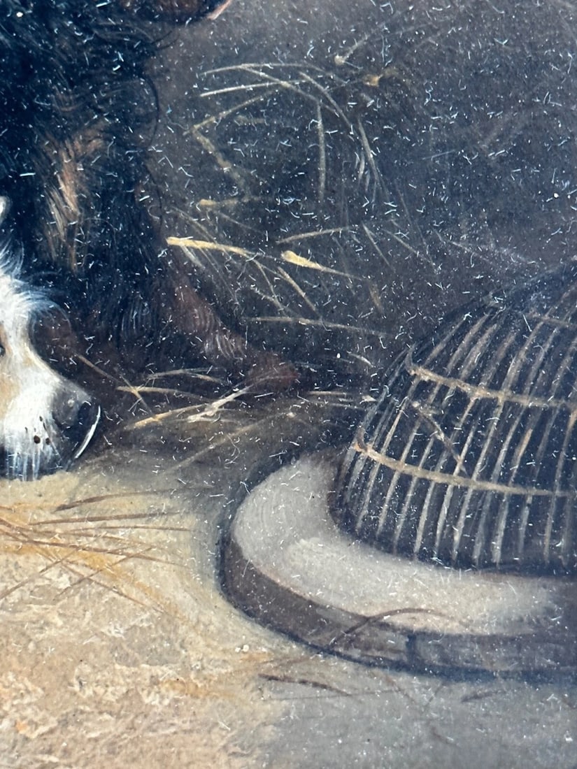 Oil Painting Hunting 2 Terrier Dogs On The Scent Ratting George Armfield C1867 - 4