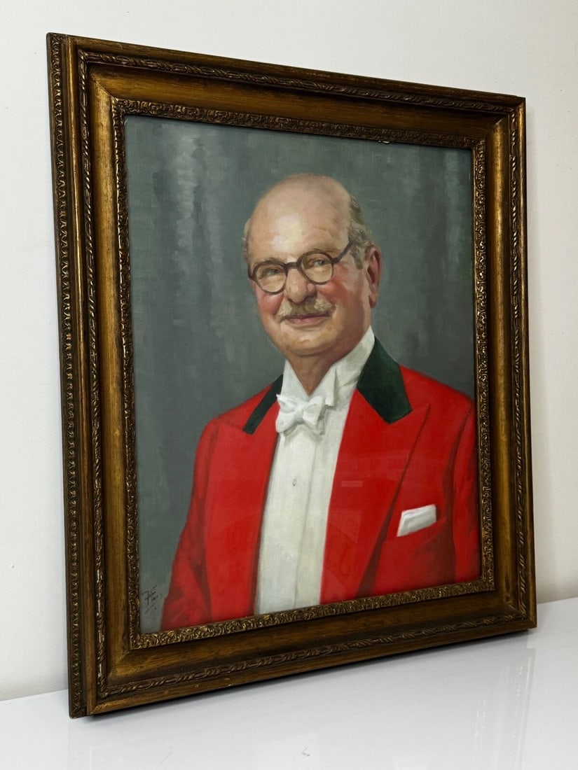 Red Coat Huntsman Portrait Oil Painting Sir Philip Grey Egerton 15th Baronet - 7