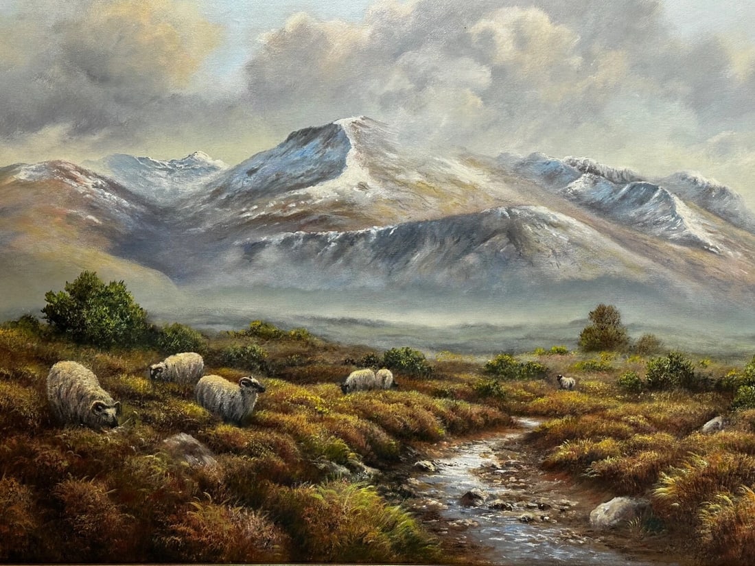 Oil Painting Scottish Highlands Sheep In The Ben Nevis Range By Wendy Reeves - 2