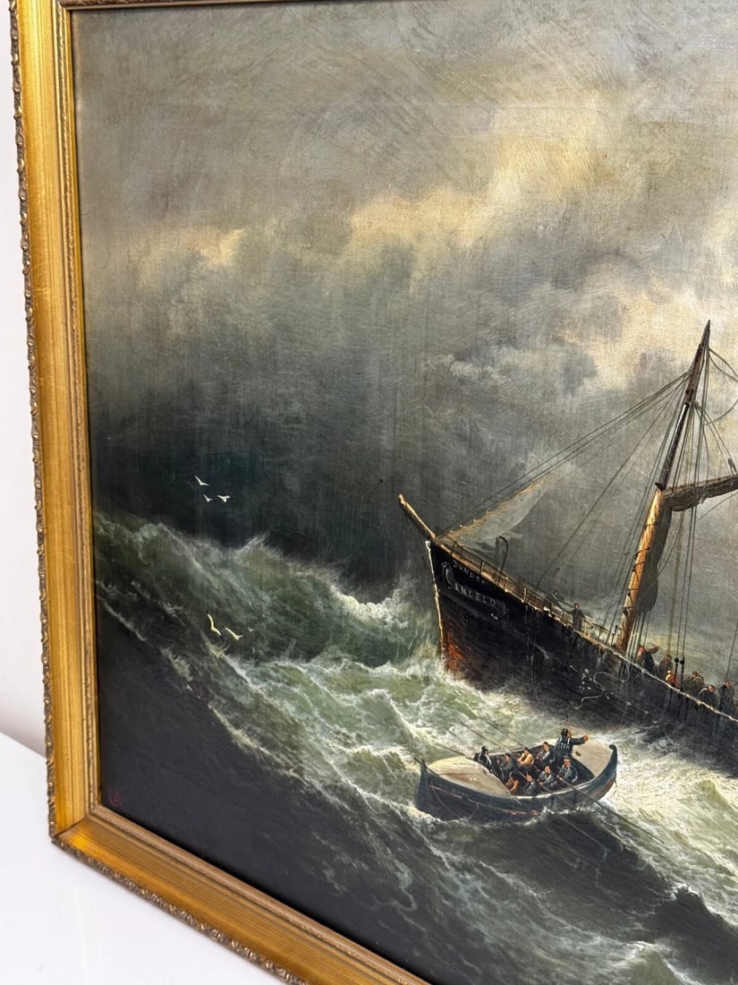 Large Painting Sealer Whaler Ship Of Dundee Sinking The Rescue By William Broome - 13