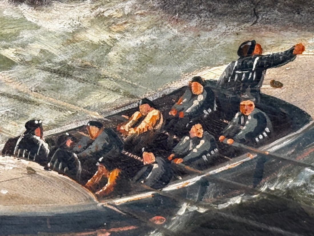 Large Painting Sealer Whaler Ship Of Dundee Sinking The Rescue By William Broome - 9