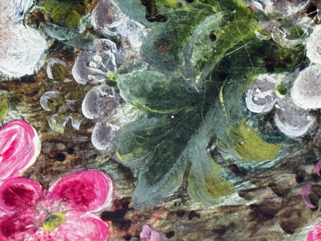 Oil Painting Blossom Flowers Starling Bird Eggs Nest Mossy Bank By Oliver Clare - 18