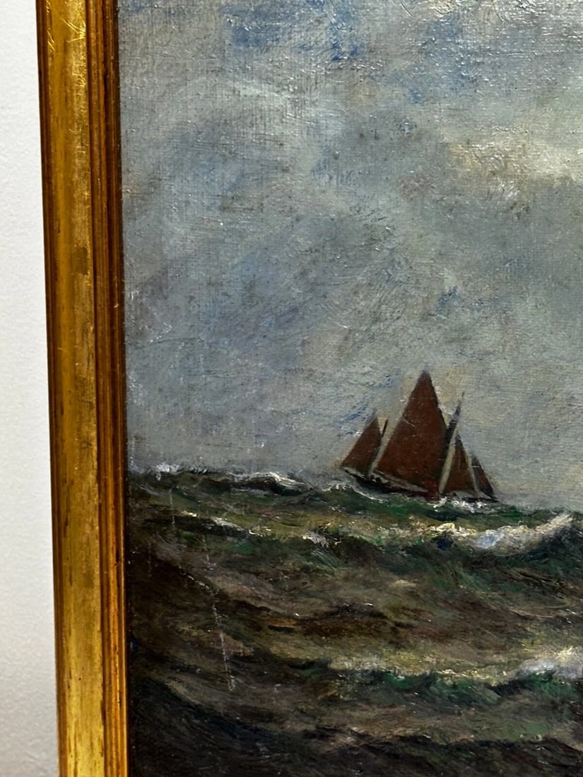 19th Century Marine Oil Painting Spring Breeze & Squally Garwick Bay Isle Of Man - 4