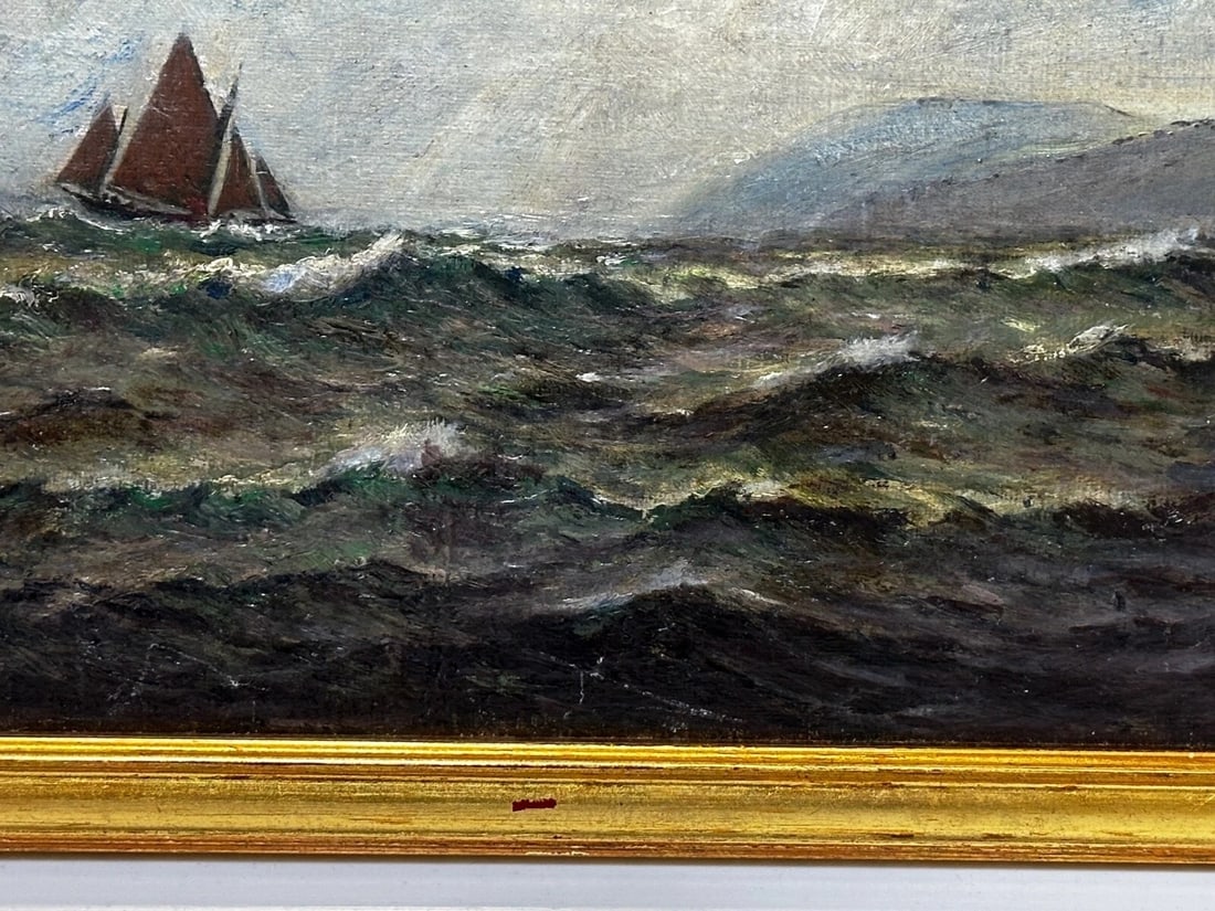 19th Century Marine Oil Painting Spring Breeze & Squally Garwick Bay Isle Of Man - 5