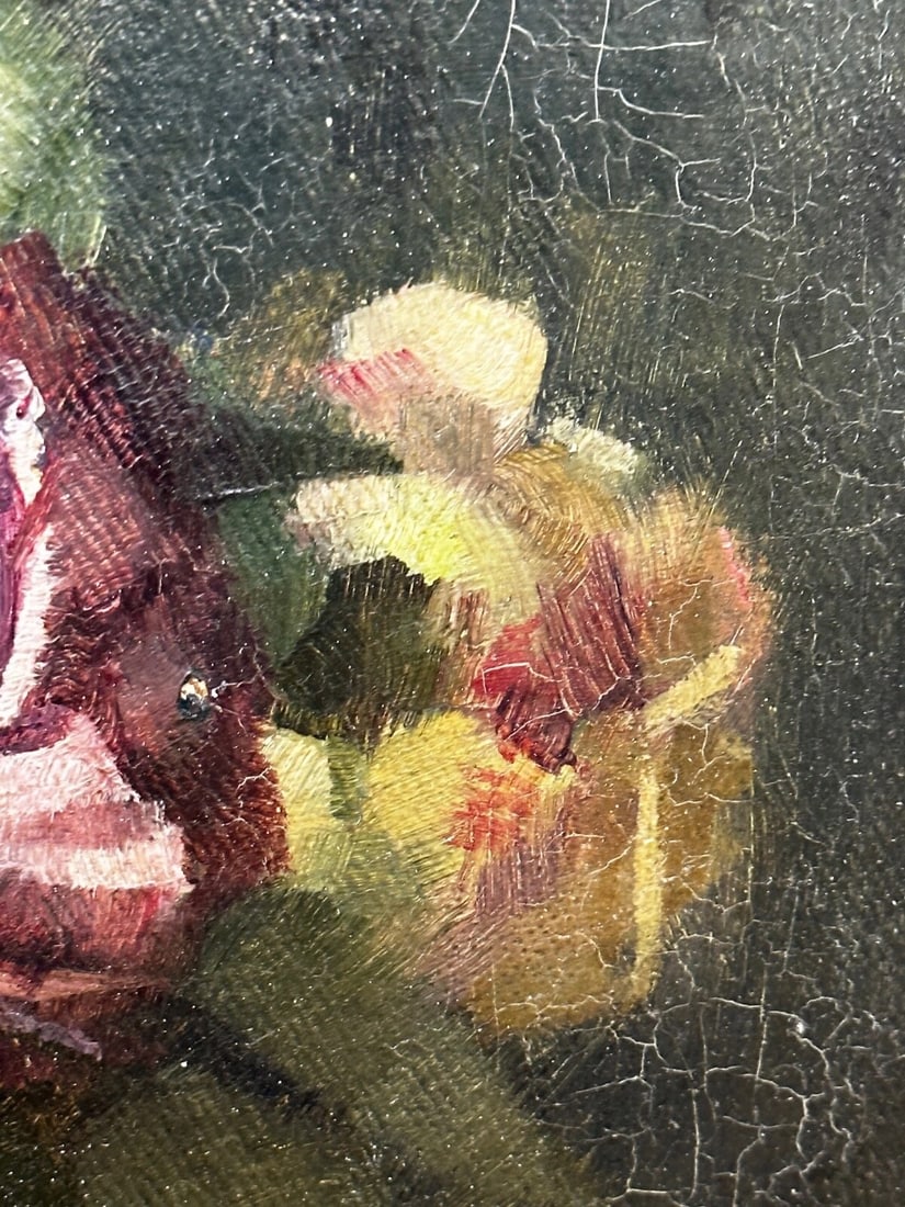 British Oil Painting Still Life Flowers Garden Roses Signed Ernest Higgins Rigg - 14