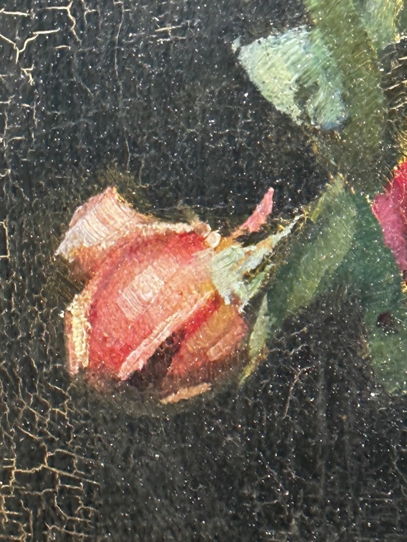 British Oil Painting Still Life Flowers Garden Roses Signed Ernest Higgins Rigg - 18