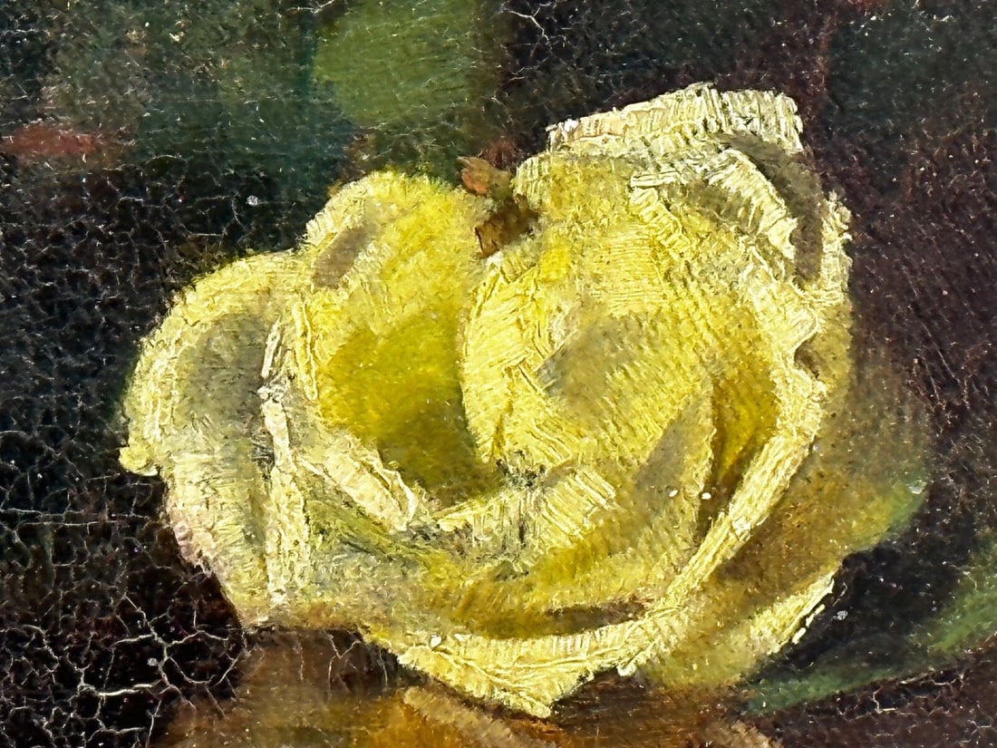 British Oil Painting Still Life Flowers Garden Roses Signed Ernest Higgins Rigg - 9