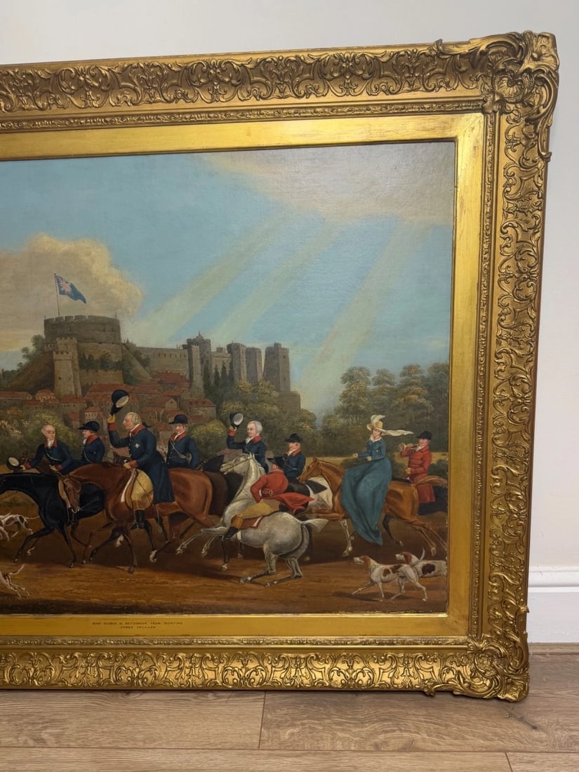 Large Oil Painting King George III Returning from Hunting, Windsor Castle Beyond - 10