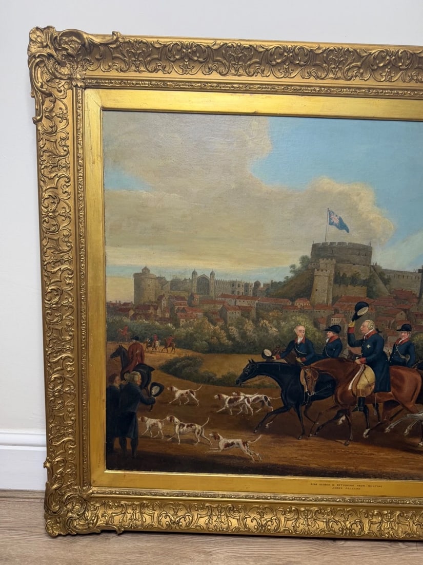 Large Oil Painting King George III Returning from Hunting, Windsor Castle Beyond - 11