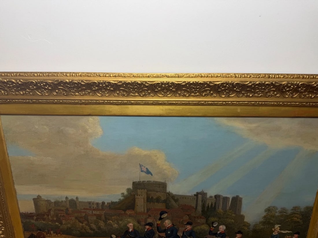 Large Oil Painting King George III Returning from Hunting, Windsor Castle Beyond - 12