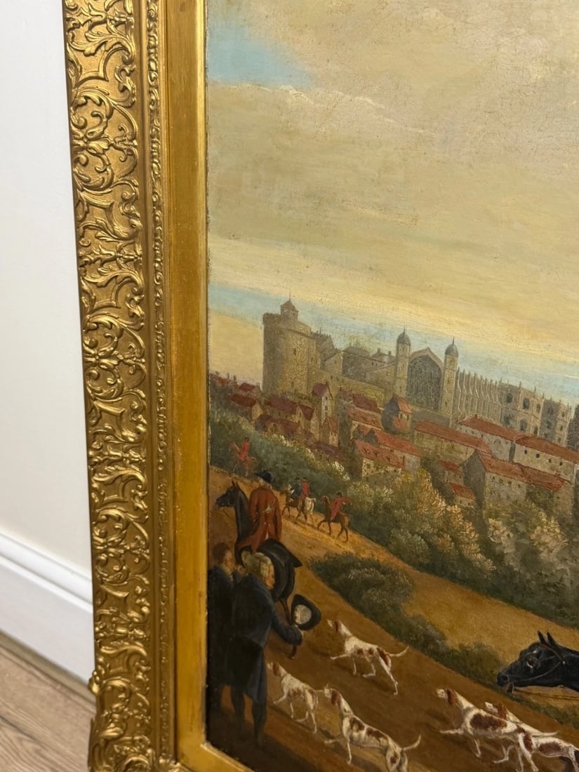 Large Oil Painting King George III Returning from Hunting, Windsor Castle Beyond - 14