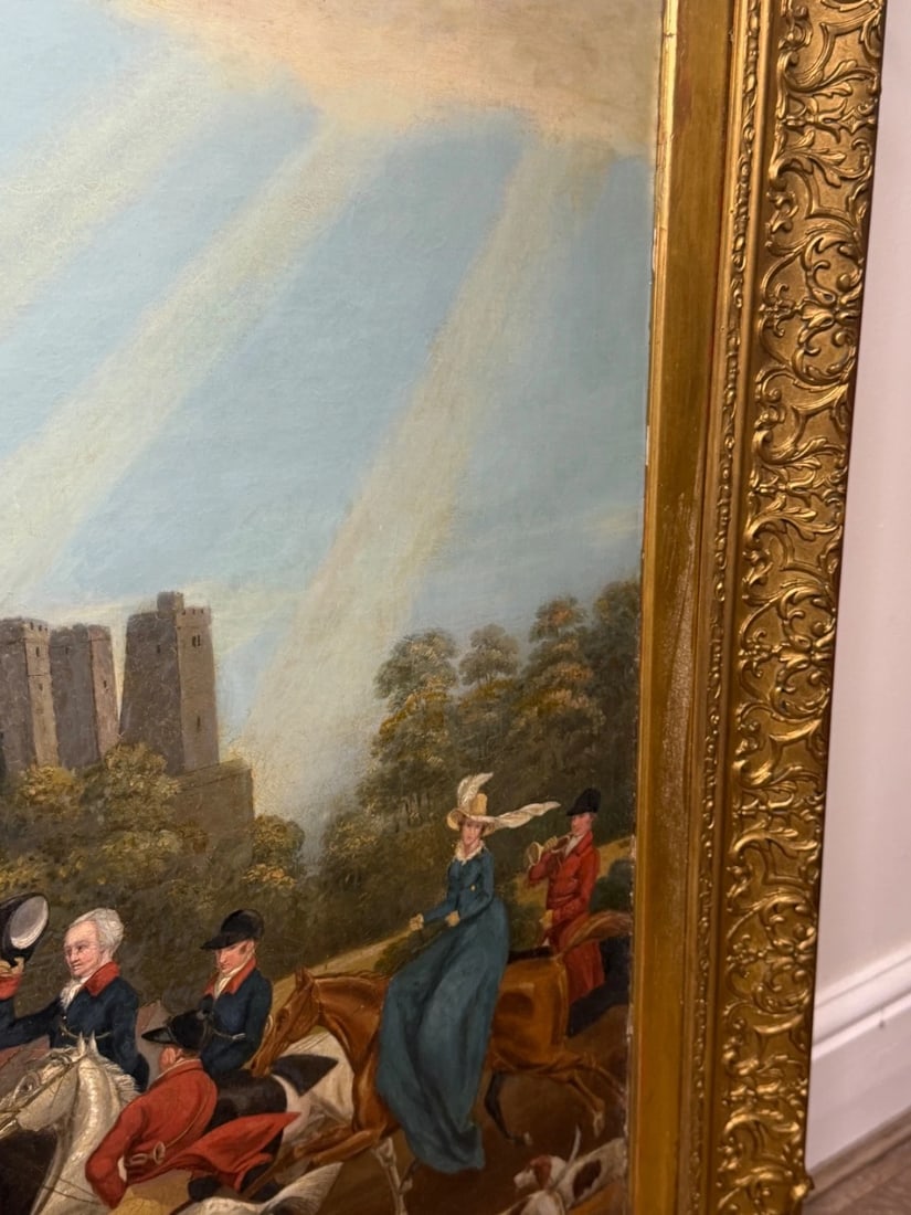 Large Oil Painting King George III Returning from Hunting, Windsor Castle Beyond - 15
